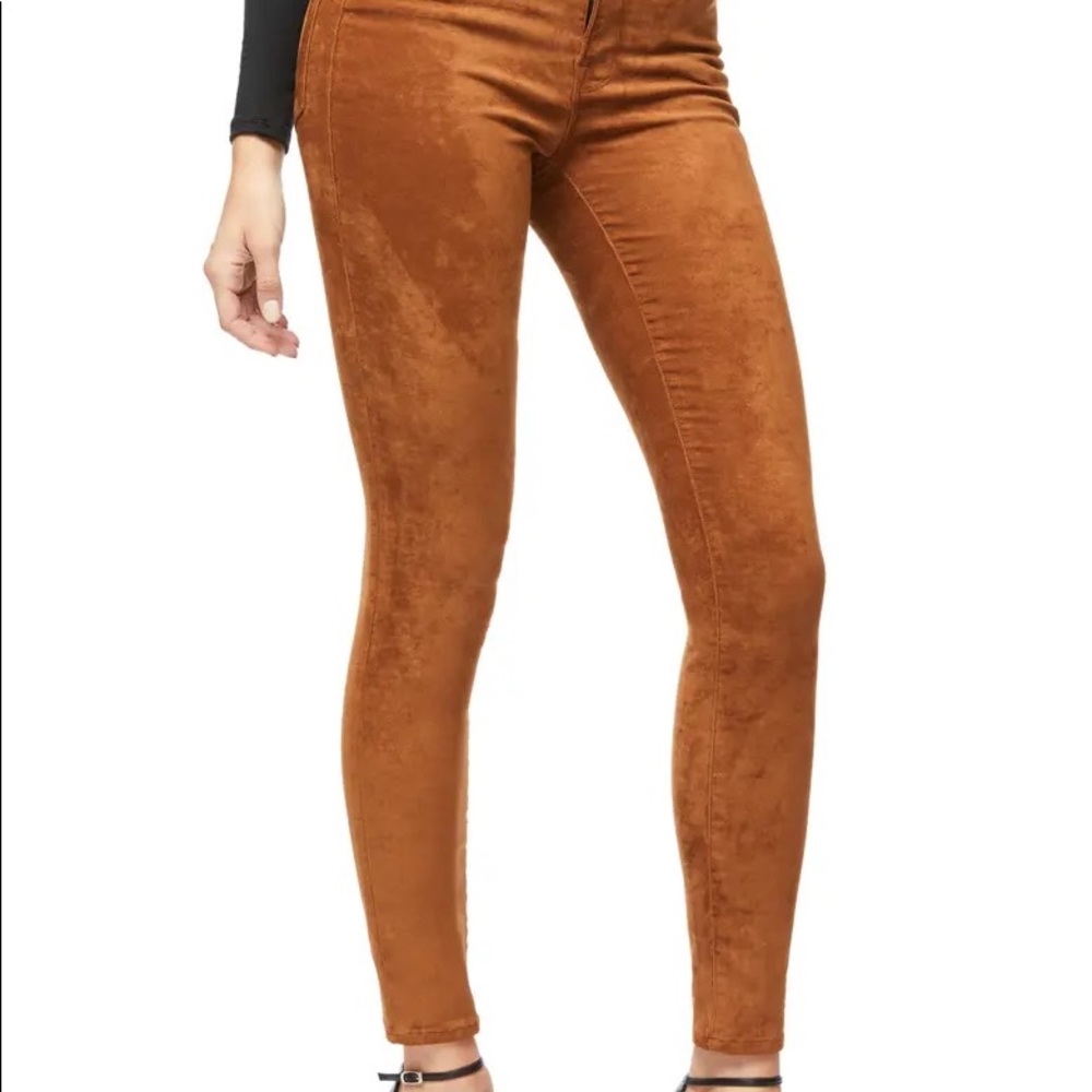 GOOD AMERICAN Faux Suede Jeans Sz 4 (fits like Sz 2) in tobacco